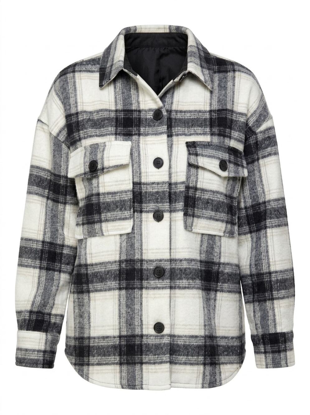 Katie & Sarah Gabriel Check Black White Plaid Shacket Jacket Women Size S